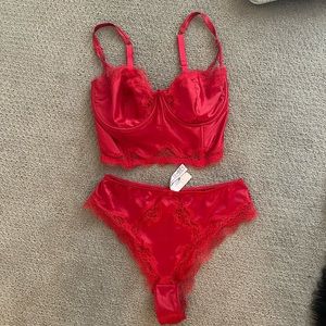 Victoria’s Secret red satin & lace lingerie set